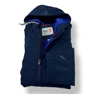 Slam Mens XXL Full Zip Hooded Fleece Lined Softshell Sailing Jacket Sea Blue